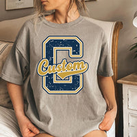 Personalized School Mascot Shirt, Custom Varsity Letter Team Tee, Distressed Spirit Wear Top, School Sports Fan Outfit, Custom Team Gift
