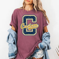Personalized School Mascot Shirt, Custom Varsity Letter Team Tee, Distressed Spirit Wear Top, School Sports Fan Outfit, Custom Team Gift