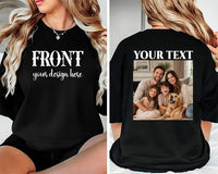 Personalized Front and Back Photo Shirt, Custom Family Group Photo Tee, Front Back Print T-Shirt, Add Your Own Text, Custom Family Gift,