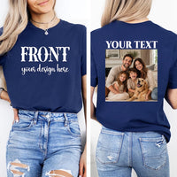 Personalized Front and Back Photo Shirt, Custom Family Group Photo Tee, Front Back Print T-Shirt, Add Your Own Text, Custom Family Gift,