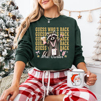 Personalized Guess Who's Back Teacher Tee, Custom Educator Name Shirt, Funny Raccoon Back to School Top, First Day Look, Gift for Teacher