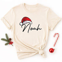 Personalized Family Christmas Shirts, Custom Name Santa Hat Tees, Matching Holiday Outfit, Adult Youth Baby Sizes, Family Christmas Gift