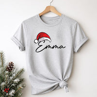 Personalized Family Christmas Shirts, Custom Name Santa Hat Tees, Matching Holiday Outfit, Adult Youth Baby Sizes, Family Christmas Gift
