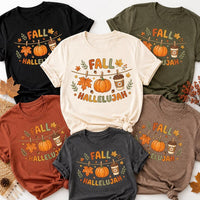 Christian Fall Hallelujah Graphic Shirt, Cute Pumpkin Coffee Tee, Autumn Faith T-Shirt, Thanksgiving Outfit, Fall Holiday Gift for Her