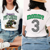 Personalized Monster Truck Shirts, Pit Crew Family Tees, 3rd Birthday Boy Outfit, Front Back Print, Gift for Toddler