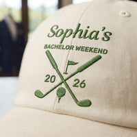 Personalized Bachelorette Golf Embroidered Hat, Custom Bride Name and Date Cap, Bridal Party Cap, Golf Weekend Trip, Bridal Shower Gift