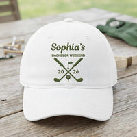 Personalized Bachelorette Golf Embroidered Hat, Custom Bride Name and Date Cap, Bridal Party Cap, Golf Weekend Trip, Bridal Shower Gift
