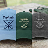 Personalized Bachelorette Golf Embroidered Hat, Custom Bride Name and Date Cap, Bridal Party Cap, Golf Weekend Trip, Bridal Shower Gift
