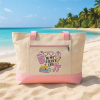 Custom Teacher Embroidered Zipper Tote Bag, In My Teacher Era Canvas Tote, School Work Bag, Back to School Gift, End of Year Educator Gift