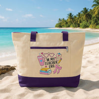 Custom Teacher Embroidered Zipper Tote Bag, In My Teacher Era Canvas Tote, School Work Bag, Back to School Gift, End of Year Educator Gift