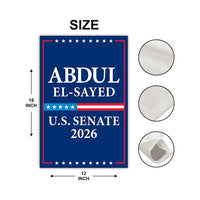 Abdul El-Sayed For Michigan Senate 2026 Garden Flag, Double Sided, 2026 Senate Flag, Elections Flag, Race Red White & Blue Flag
