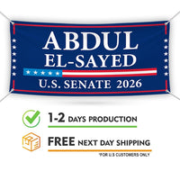 Abdul El-Sayed For Michigan U.S. Senate Banner Sign, 13 oz Waterproof US Senate Election 2026, Senate Vinyl Banner With Metal Grommets