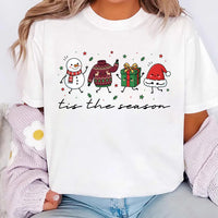 Tis the Season Holiday Shirt, Cute Christmas Graphic Tee, Snowman Sweater Present Santa Hat Design, Festive Winter Outfit, Christmas Gift