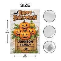 Personalized Halloween Garden Flag, 12x18 Double Sided Yard Flag, Spooky Porch Decor, Pumpkin Family Outdoor Welcome Sign, Halloween Gift