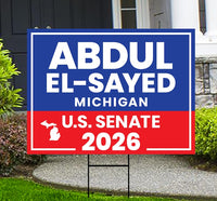 Abdul El-Sayed For Michigan Senate 2026 Yard Sign, Corrugated Plastic Senate Elections, Race Red White & Blue Yard Sign with Metal H-Stake