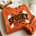 Spooky Season Halloween Sweatshirt, Retro Ghosts and Bats Crewneck, Cute Varsity Spooky Pullover, Fall Festival Outfit, Halloween Gift