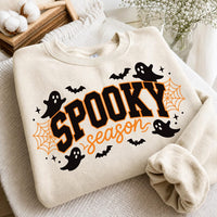 Spooky Season Halloween Sweatshirt, Retro Ghosts and Bats Crewneck, Cute Varsity Spooky Pullover, Fall Festival Outfit, Halloween Gift