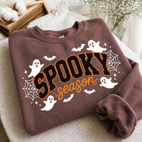 Spooky Season Halloween Sweatshirt, Retro Ghosts and Bats Crewneck, Cute Varsity Spooky Pullover, Fall Festival Outfit, Halloween Gift