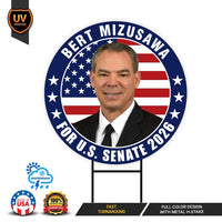 Bert Mizusawa For Virginia Senate 2026 Yard Sign, Corrugated Plastic Senate Elections, Race Red White & Blue Yard Sign with Metal H-Stake