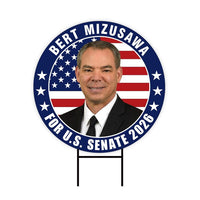 Bert Mizusawa For Virginia Senate 2026 Yard Sign, Corrugated Plastic Senate Elections, Race Red White & Blue Yard Sign with Metal H-Stake