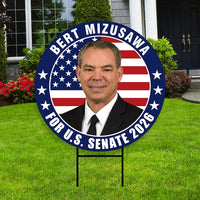 Bert Mizusawa For Virginia Senate 2026 Yard Sign, Corrugated Plastic Senate Elections, Race Red White & Blue Yard Sign with Metal H-Stake