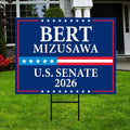 Bert Mizusawa For Virginia Senate 2026 Yard Sign, Corrugated Plastic Senate Elections, Race Red White & Blue Yard Sign with Metal H-Stake