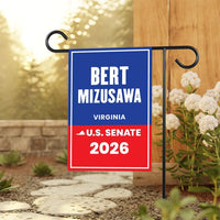 Bert Mizusawa For Virginia Senate 2026 Garden Flag, Double Sided, 2026 Senate Flag, Elections Flag, Race Red White & Blue Flag