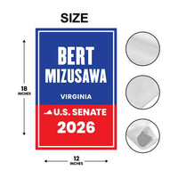 Bert Mizusawa For Virginia Senate 2026 Garden Flag, Double Sided, 2026 Senate Flag, Elections Flag, Race Red White & Blue Flag