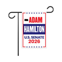 Adam Hamilton For Kansas Senate 2026 Garden Flag, Double Sided, 2026 Senate Flag, Elections Flag, Republican, Race Red White & Blue Flag