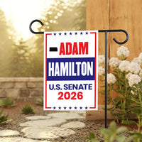 Adam Hamilton For Kansas Senate 2026 Garden Flag, Double Sided, 2026 Senate Flag, Elections Flag, Republican, Race Red White & Blue Flag