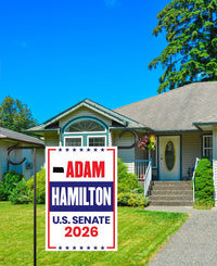 Adam Hamilton For Kansas Senate 2026 Garden Flag, Double Sided, 2026 Senate Flag, Elections Flag, Republican, Race Red White & Blue Flag