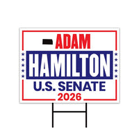 Adam Hamilton For Kansas Senate 2026 Yard Sign, Corrugated Plastic Senate Elections, Race Red White & Blue Yard Sign with Metal H-Stake