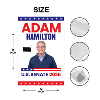 Adam Hamilton For Kansas Senate 2026 Garden Flag, Double Sided, 2026 Senate Flag, Elections Flag, Republican, Race Red White & Blue Flag