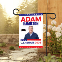 Adam Hamilton For Kansas Senate 2026 Garden Flag, Double Sided, 2026 Senate Flag, Elections Flag, Republican, Race Red White & Blue Flag