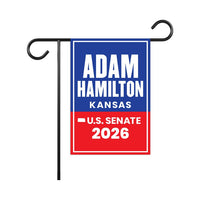 Adam Hamilton For Kansas Senate 2026 Garden Flag, Double Sided, 2026 Senate Flag, Elections Flag, Republican, Race Red White & Blue Flag
