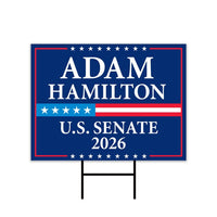Adam Hamilton For Kansas Senate 2026 Yard Sign, Corrugated Plastic Senate Elections, Race Red White & Blue Yard Sign with Metal H-Stake