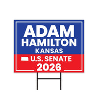 Adam Hamilton For Kansas Senate 2026 Yard Sign, Corrugated Plastic Senate Elections, Race Red White & Blue Yard Sign with Metal H-Stake
