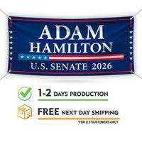 Adam Hamilton For Kansas U.S. Senate Banner Sign, 13 oz Waterproof US Senate Election 2026, Republic Party Vinyl Banner With Metal Grommets