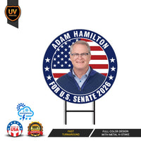 Adam Hamilton For Kansas Senate 2026 Yard Sign, Corrugated Plastic Senate Elections, Race Red White & Blue Yard Sign with Metal H-Stake