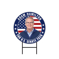 Adam Hamilton For Kansas Senate 2026 Yard Sign, Corrugated Plastic Senate Elections, Race Red White & Blue Yard Sign with Metal H-Stake