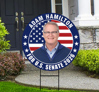 Adam Hamilton For Kansas Senate 2026 Yard Sign, Corrugated Plastic Senate Elections, Race Red White & Blue Yard Sign with Metal H-Stake