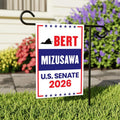 Bert Mizusawa For Virginia Senate 2026 Garden Flag, Double Sided, 2026 Senate Flag, Elections Flag, Race Red White & Blue Flag