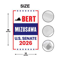 Bert Mizusawa For Virginia Senate 2026 Garden Flag, Double Sided, 2026 Senate Flag, Elections Flag, Race Red White & Blue Flag