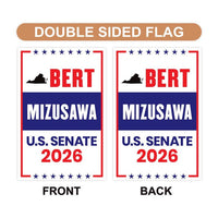 Bert Mizusawa For Virginia Senate 2026 Garden Flag, Double Sided, 2026 Senate Flag, Elections Flag, Race Red White & Blue Flag