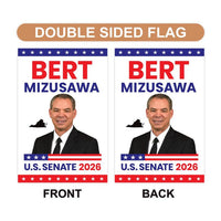 Bert Mizusawa For Virginia Senate 2026 Garden Flag, Double Sided, 2026 Senate Flag, Elections Flag, Race Red White & Blue Flag
