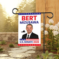 Bert Mizusawa For Virginia Senate 2026 Garden Flag, Double Sided, 2026 Senate Flag, Elections Flag, Race Red White & Blue Flag