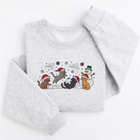 Christmas Cat Embroidered Sweatshirt, Cat Lover Hoodie, Cute Winter Kitty Shirt, Holiday Sweatshirt, Christmas Gift for Pet Lovers