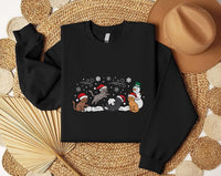 Christmas Cat Embroidered Sweatshirt, Cat Lover Hoodie, Cute Winter Kitty Shirt, Holiday Sweatshirt, Christmas Gift for Pet Lovers