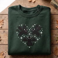 Halloween Embroidered Sweatshirt, Spooky Black Kitty Hoodie, Cute Bat Wing Design Shirt, Funny Cat Shirt, Gift for Cat Lover Spooky Season