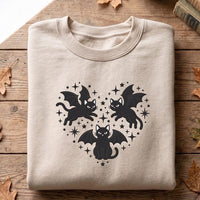 Halloween Embroidered Sweatshirt, Spooky Black Kitty Hoodie, Cute Bat Wing Design Shirt, Funny Cat Shirt, Gift for Cat Lover Spooky Season